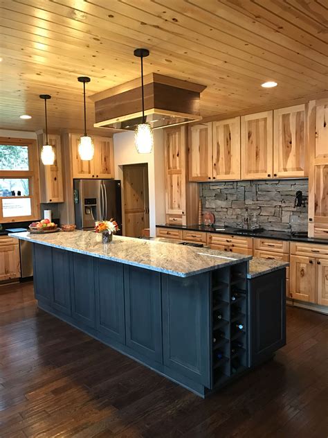 dark hickory cabinets and stainless steel|farmhouse kitchen with hickory cabinets.